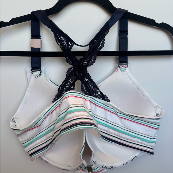 Cacique Vibrant Striped Bra with Lace Back Size 36DDD NWT - Picture 3 of 4